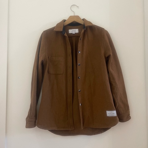 Anián Tops - Anian Yellow-Brown Button-Down Shirt Jacket